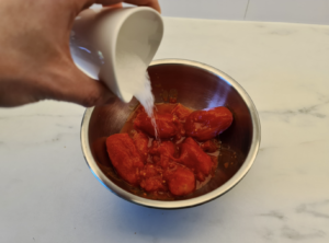 Adding salt to San Marzano tomatoes