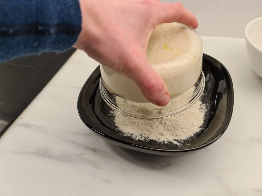 Dough falling out from container