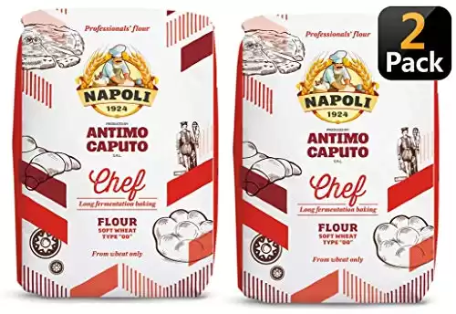 Caputo Chefs Flour - Italian Double Zero 00 - Soft Wheat for Pizza Dough 2.2 Lb (Pack of 2)